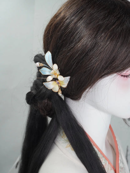Handmade Chinese Ronghua Brooch & Hair Clip – Butterfly Orchid Velvet Flower, Traditional Hanfu and Qipao Accessory
