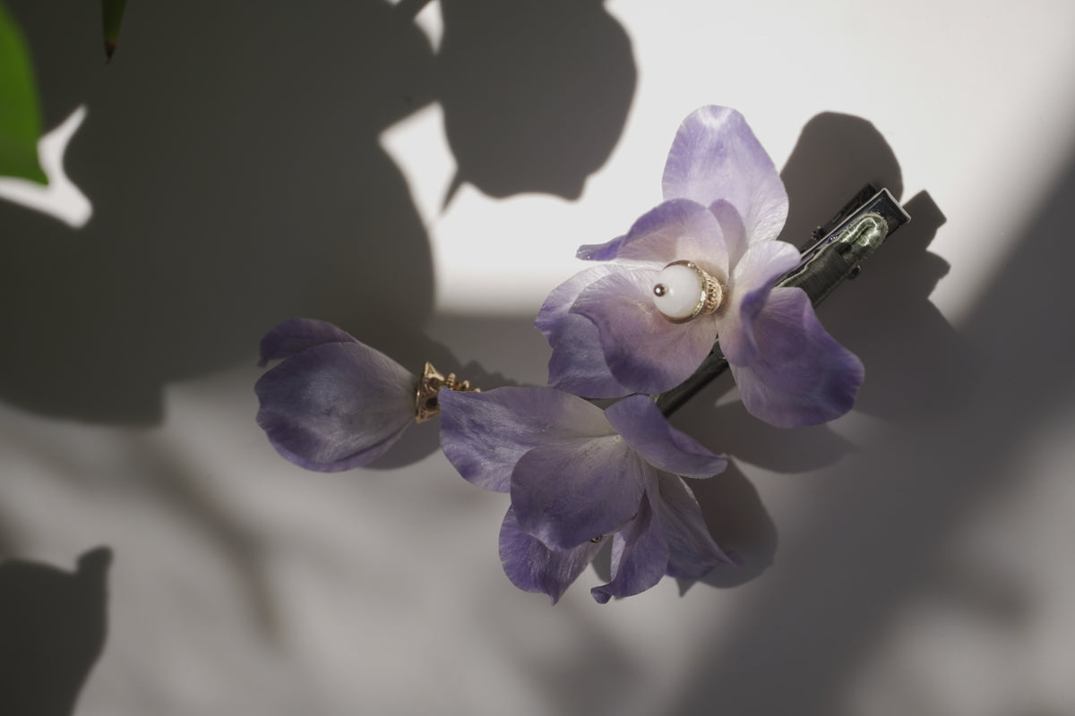 Traditional Chinese Ronghua Hair Clip – Handmade Purple Velvet Flower, Vintage Hanfu Hair Accessory