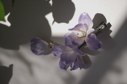 Traditional Chinese Ronghua Hair Clip – Handmade Purple Velvet Flower, Vintage Hanfu Hair Accessory