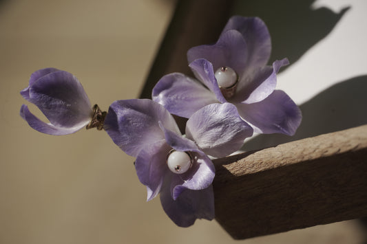 Traditional Chinese Ronghua Hair Clip – Handmade Purple Velvet Flower, Vintage Hanfu Hair Accessory