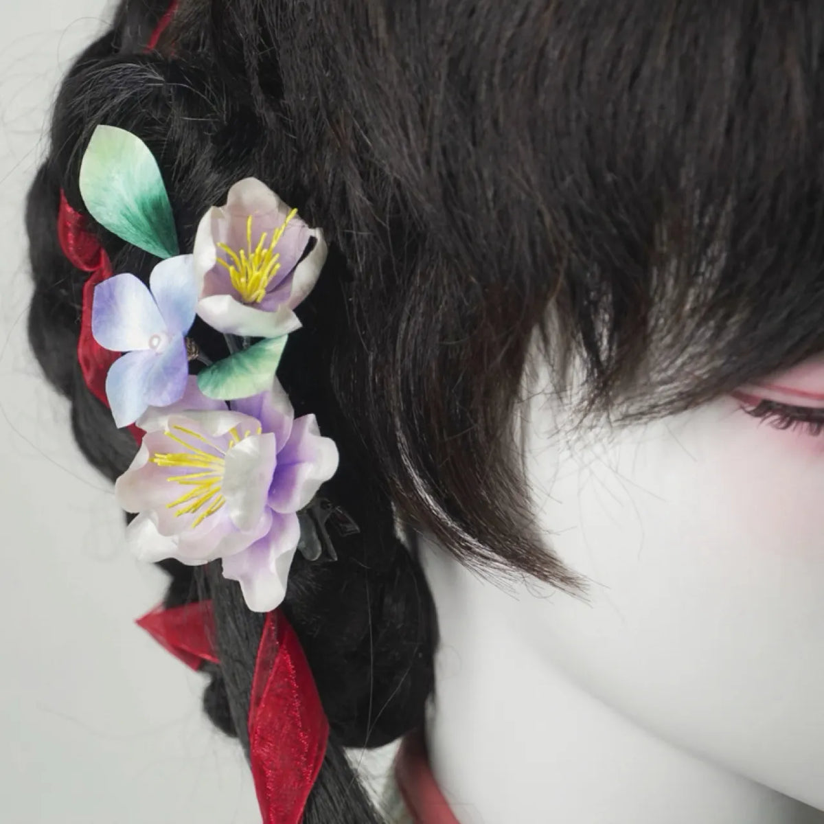 Handmade Chinese Ronghua Wooden Hairpin – Purple Peony Velvet Flower, Vintage Hanfu Hair Accessory