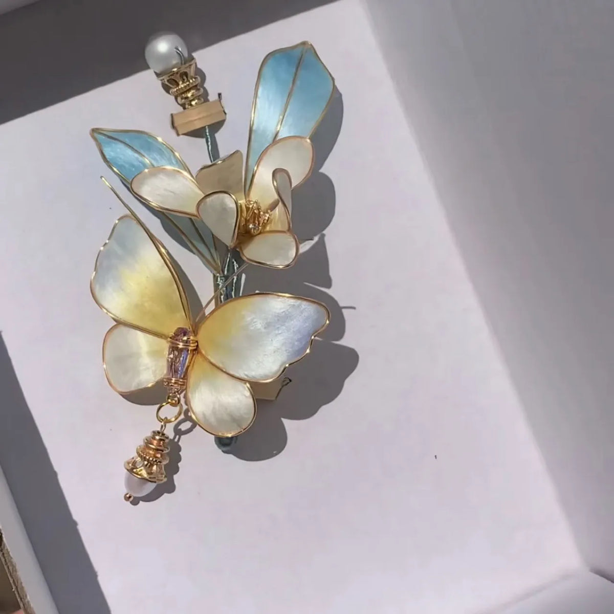 Handmade Chinese Ronghua Brooch & Hair Clip – Butterfly Orchid Velvet Flower, Traditional Hanfu and Qipao Accessory